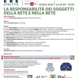 Webinar gratuito dal titolo “La responsabilità dei soggetti della rete e nella rete” 18 novembre 2024 ore 15-18